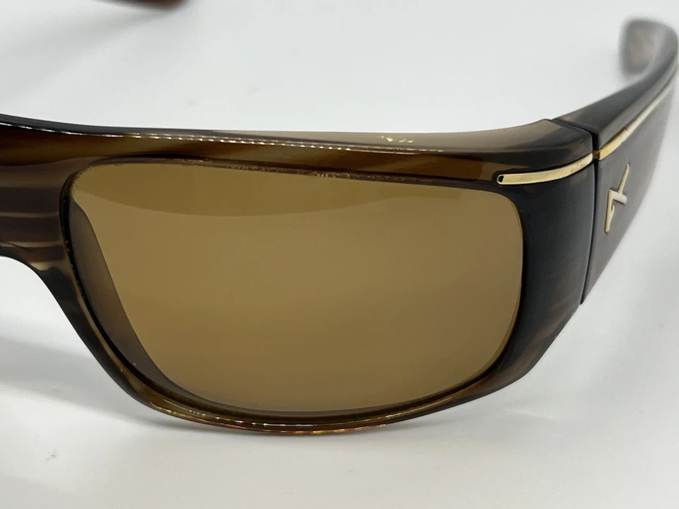 Винтажные солнцезащитные очки Anon/Burton Rico - коричневые черепаховые, янтарные линзы золотистые с чехлом - Изображение 3 из 4