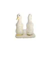   pair of White Ceramic Standing Ducks Figurines  