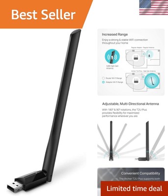 Compact TP-Link AC600 WiFi Adapter with High Gain Antenna for Fast Connections