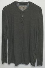 Weatherproof Vintage 1/4 Button Long Sleeve T-Shirt Men's Large Gray
