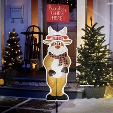 Reindeer Christmas Outdoor Yard Sign Holiday Home NEW Tall 61" Xmas Decor