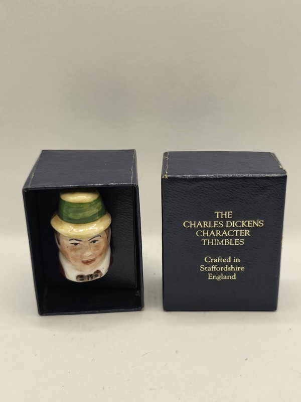 Vintage Thimble Charles Dickens Character David Copperfield Porcelain W/Orig Box