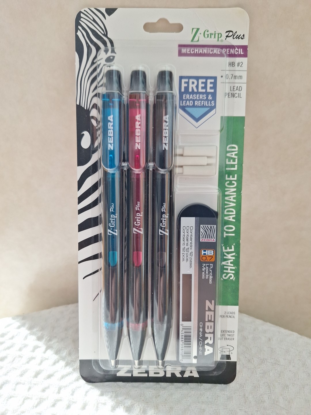 0.7mm Blue/dark Pink/black Erasers/lead New