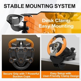 V3 Pro Dual Motor Vibration Steering Wheel & Foldable Pedals for Casual Racing