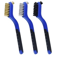 Wire Brush Set for Rust Cleaning 7 Inch Stainless Steel Brass Nylon Brushes for