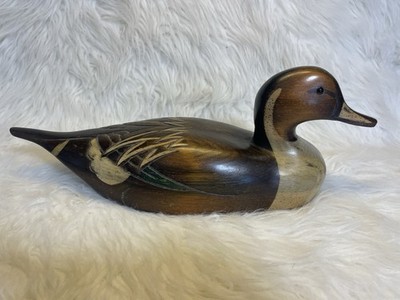 Vintage Tom Taber Wooden Mallard Duck Decoy Hand Carved & Hand