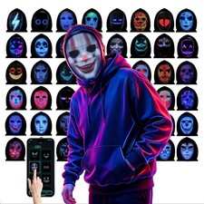 LED Mask with Bluetooth App Controlled,Customizable Light up Mask