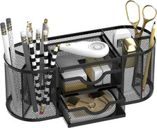 Mesh Desk Organizer, Desk Organizers and Accessories, Pen Holder with Drawers, P