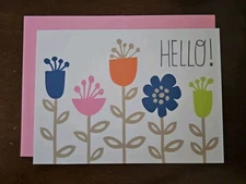 Hallmark blank notecard, Hallmark HELLO! notecard, Hallmark floral notecard