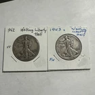 “Walking Liberty 1/2 Dollar Lot Sale of(2) Coins, 90% Silver,dates 1942 & 1943”