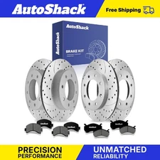 Front Rear Drilled Slotted Brake Rotors Premium Ceramic Pads for GMC Savana 2500