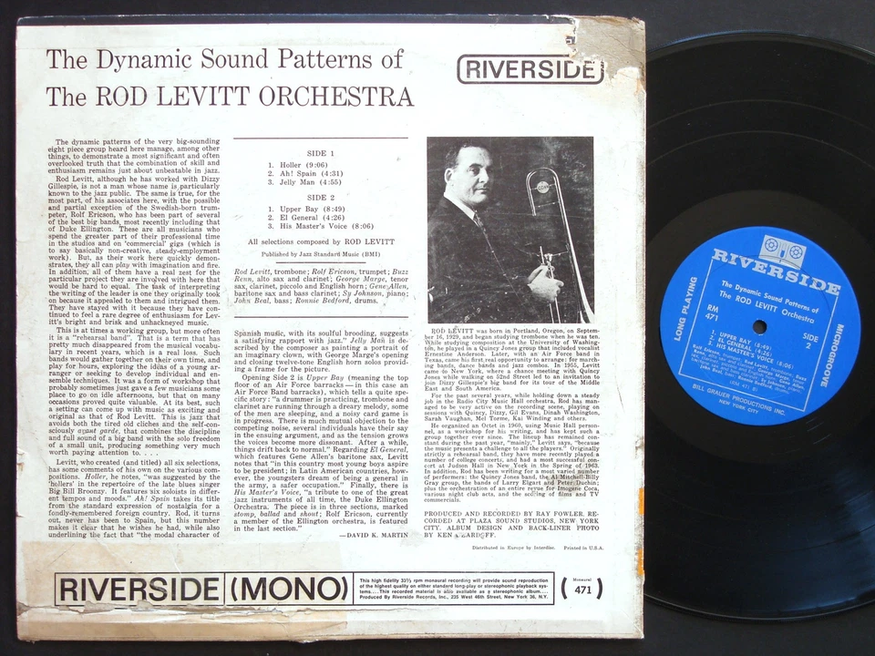 ROD LEVITT ORCHESTRA Dynamic Sound Patterns LP RIVERSIDE RM 471 US 1964 DG MONO Foto 2 de 2