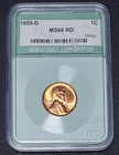 1955‑D Lincoln Wheat Cent – NTC Certified – Encapsulated Penny in Holder