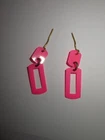 Vintage Barbie Doll Print A Plenty Mod Pink Earrings NICE