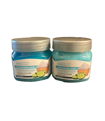 2 Pack Hyaluronic Acid Body Scrub 6oz Global Beauty Care Sea Salt Cucumber
