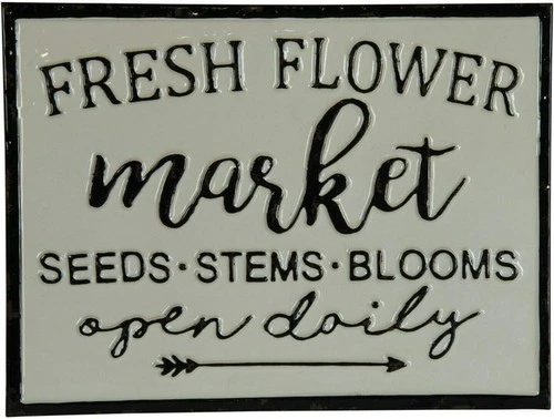 Tin Metal Signs Fresh Flower Market Sign Vintage Garden Wall Mounted Plaque Wall