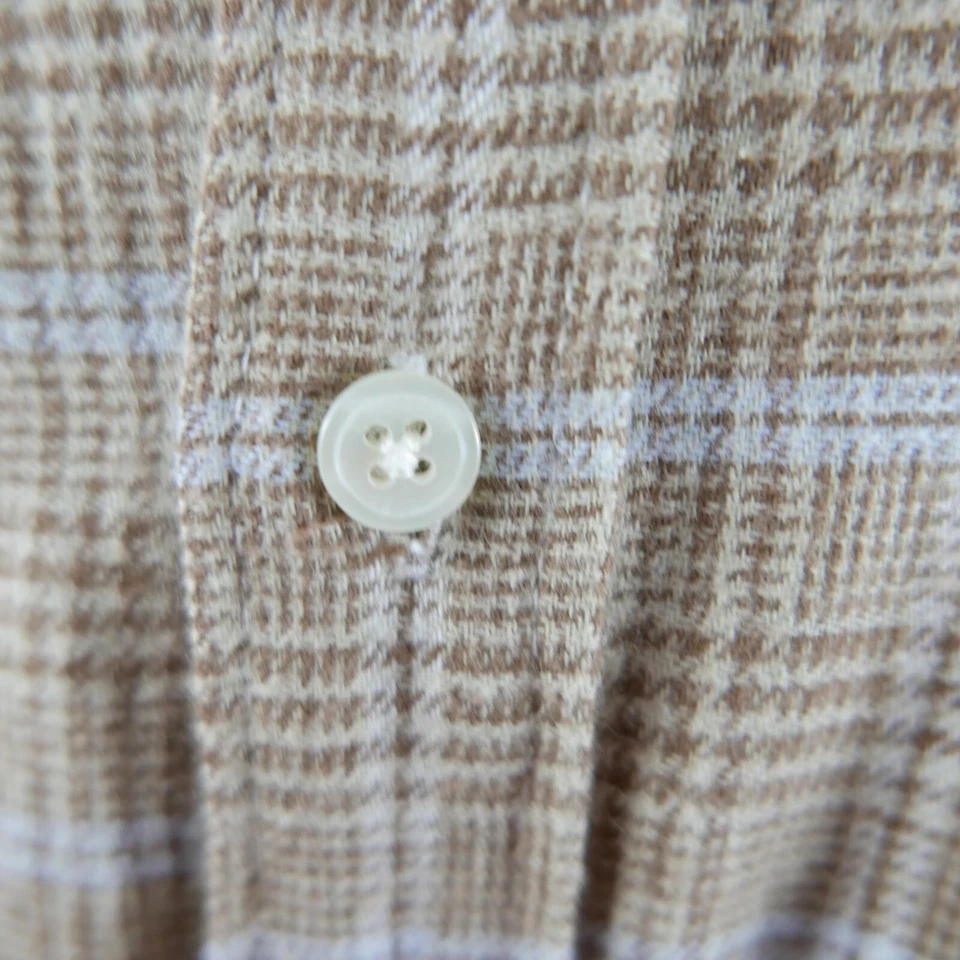 John Ashford Mens Button Down Tan Brown Plaid Flannel Shirt Large - Image 4 of 4