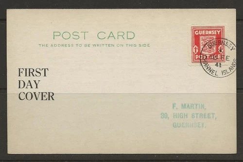 d252 GUERNSEY CHANNEL ISLANDS  OCCUPATION 1d ARMS FDC