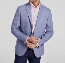 Kenneth Cole Reaction Men's Blue Slim-Fit Linen Sport Coat Jacket Size 40R