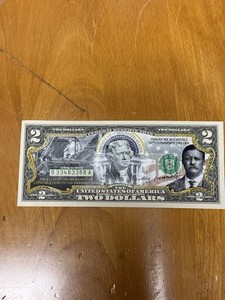 Genuine U.S. $2 Bill Theodore Roosevelt Commemorative Colorized Note