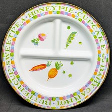 MacKenzie Childs Metal Enamelware Toddler Divided Plate Vegetables Eclectic