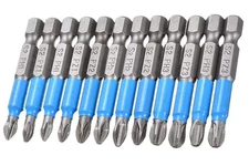 12Pcs Magnetic Phillips Pozidriv Screwdriver Bit Set 1/4 Inch Hex Shank Phillips