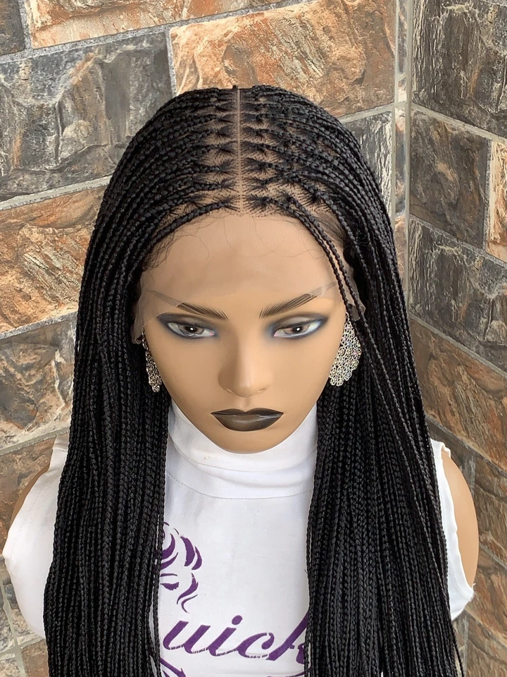 Peluca trenzada pequeña sin nudos caja trenzas encaje completo trenzas peluca senegalesa Foto 3 de 4