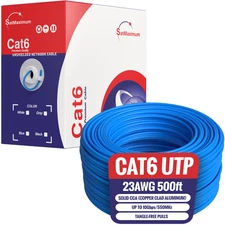 CAT6 Blue 500ft UTP Solid Ethernet Cable 23AWG 10Gbps RJ45 LAN Network Bulk Wire
