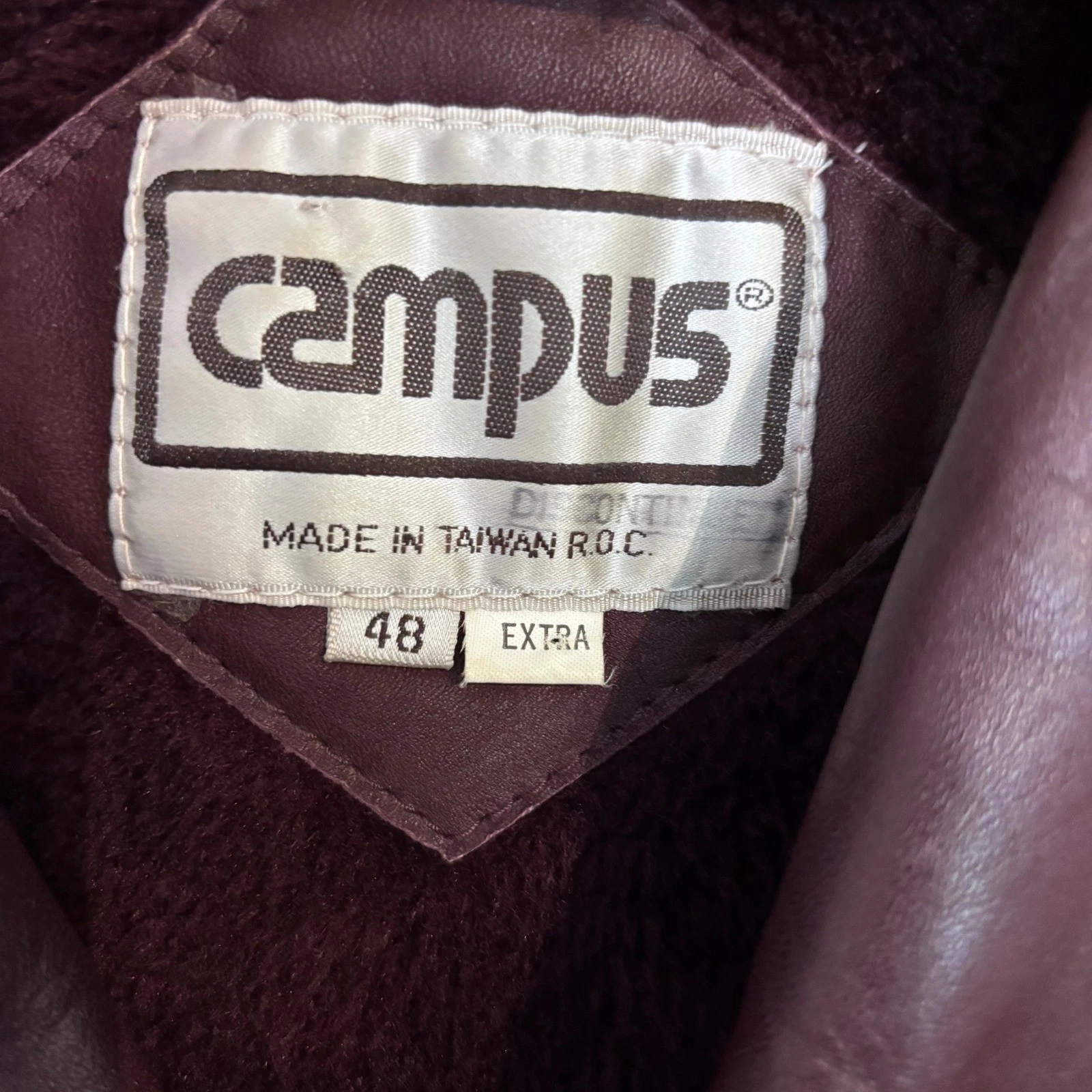 Vintage Campus Leather Men's Retro Cognac Brown Trench Coat Statement Piece Sz48 - product detail image 4