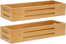 Image of Bamboo Spice Rack Organiser without Drilling, 2 Packs Spice Rack Wall Mounted,