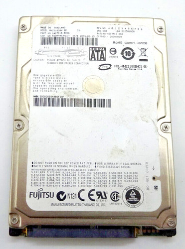 160GB SATA NOTEBOOK FESTPLATTE FUJITSU MHZ2160BH G2 2,5'' #NFP415