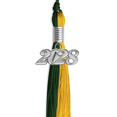 Endea Graduation Hunter Green/Gold Tassel with Silver Date Drop - Picture 8 of 17