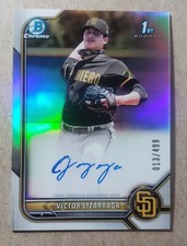 2022 Bowman Chrome Refractor Victor Lizarraga Auto /499 Padres Autograph