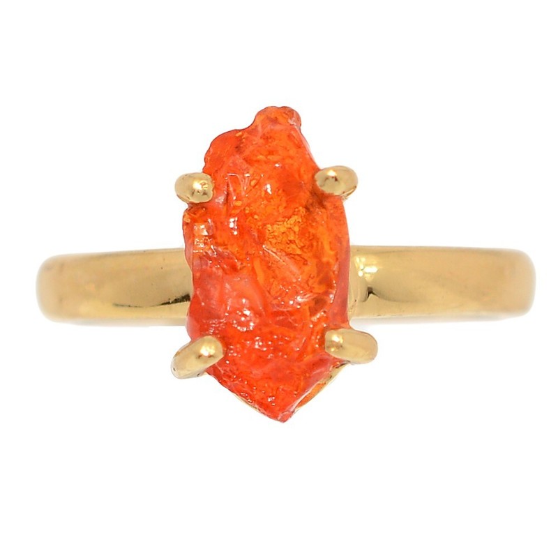 18k Gold Vermeil - Natural Mexican Opal Rough 925 Silver Ring s.6.5 CR69566