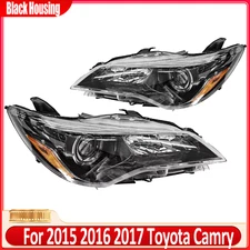 Headlights For 2015 2016 2017 Toyota Camry Black Housing Left+Right Headlamp Set
