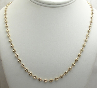 5 mm Puffed Mariner Anker Gliederkette Halskette Karabinerverschluss Echt 10K Gelbgold