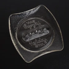 Holiday Inn Hotel Clear Glass Embossed 3 Rest Ashtray 5" x 5" Vintage MCM