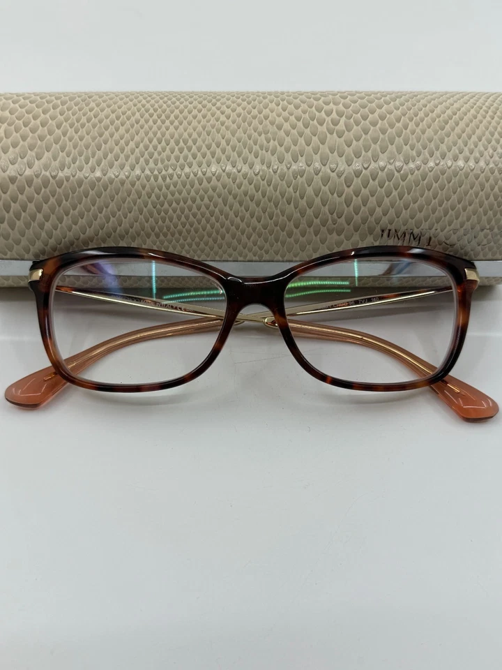Jimmy Choo Eyeglasses 96 7VJ Havana/Orange Glitter/Gold Cat Eye Italy 52[]15 140 - Image 2 of 4