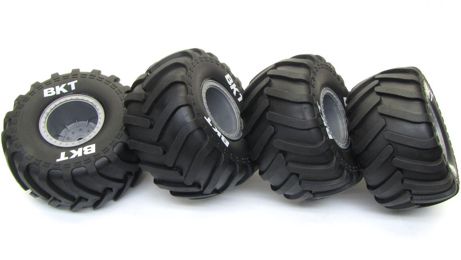 Axial SMT10 Grave Digger TIRES (Set of 4 Tyres Max-D Silver Rims Wheels AXI03019