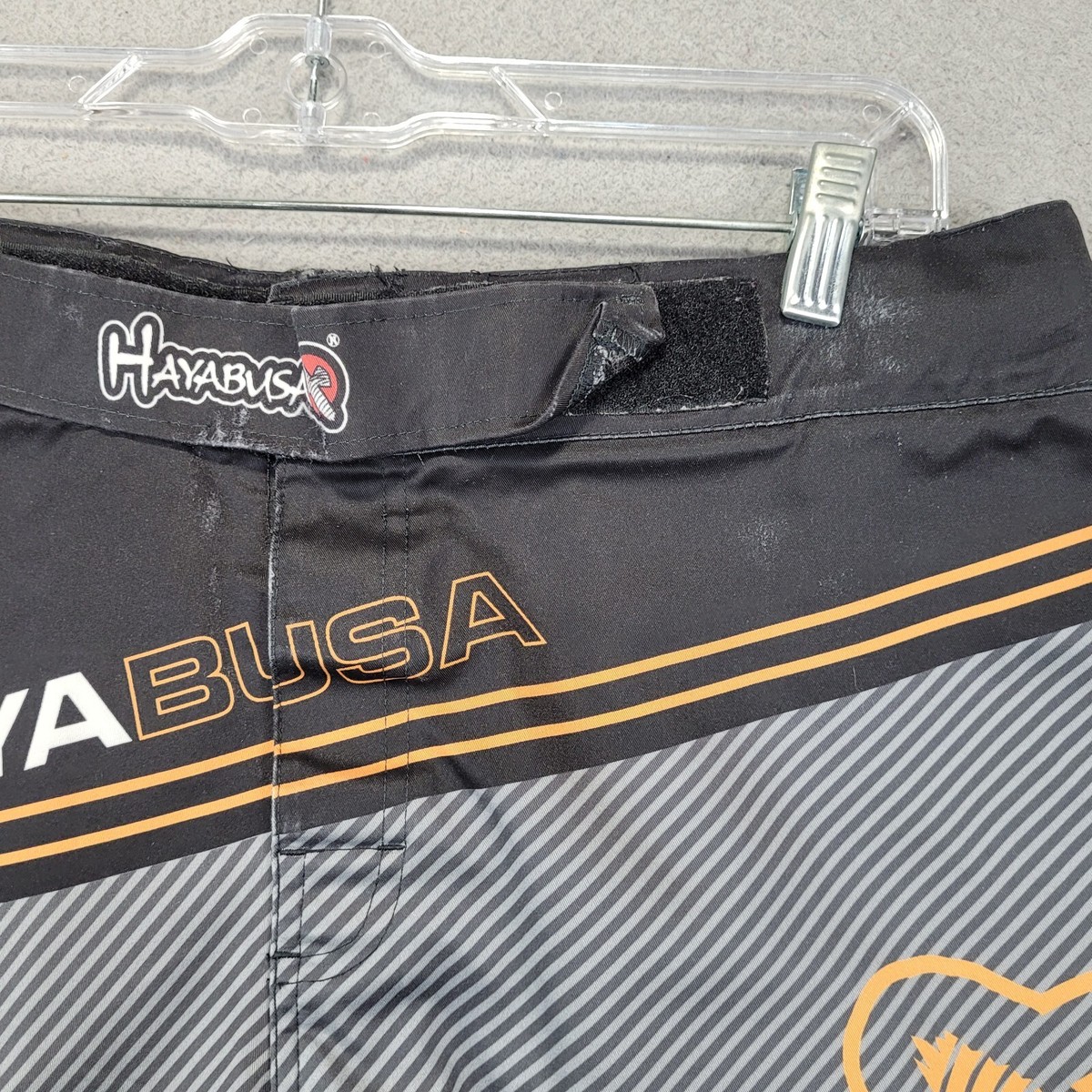 Hayabusa Shorts Mens 34 Black Gray Striped Fighting MMA UFC