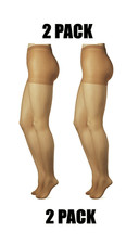 2 Pack Leggs Control Top Womens Size Q Silken Mist NUDE Pantyhose Enhanced Toe