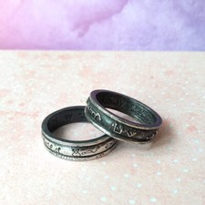 Alchemy Gothic Demon Black & Angel White Dual Rings Set R212 Pewter UK Made