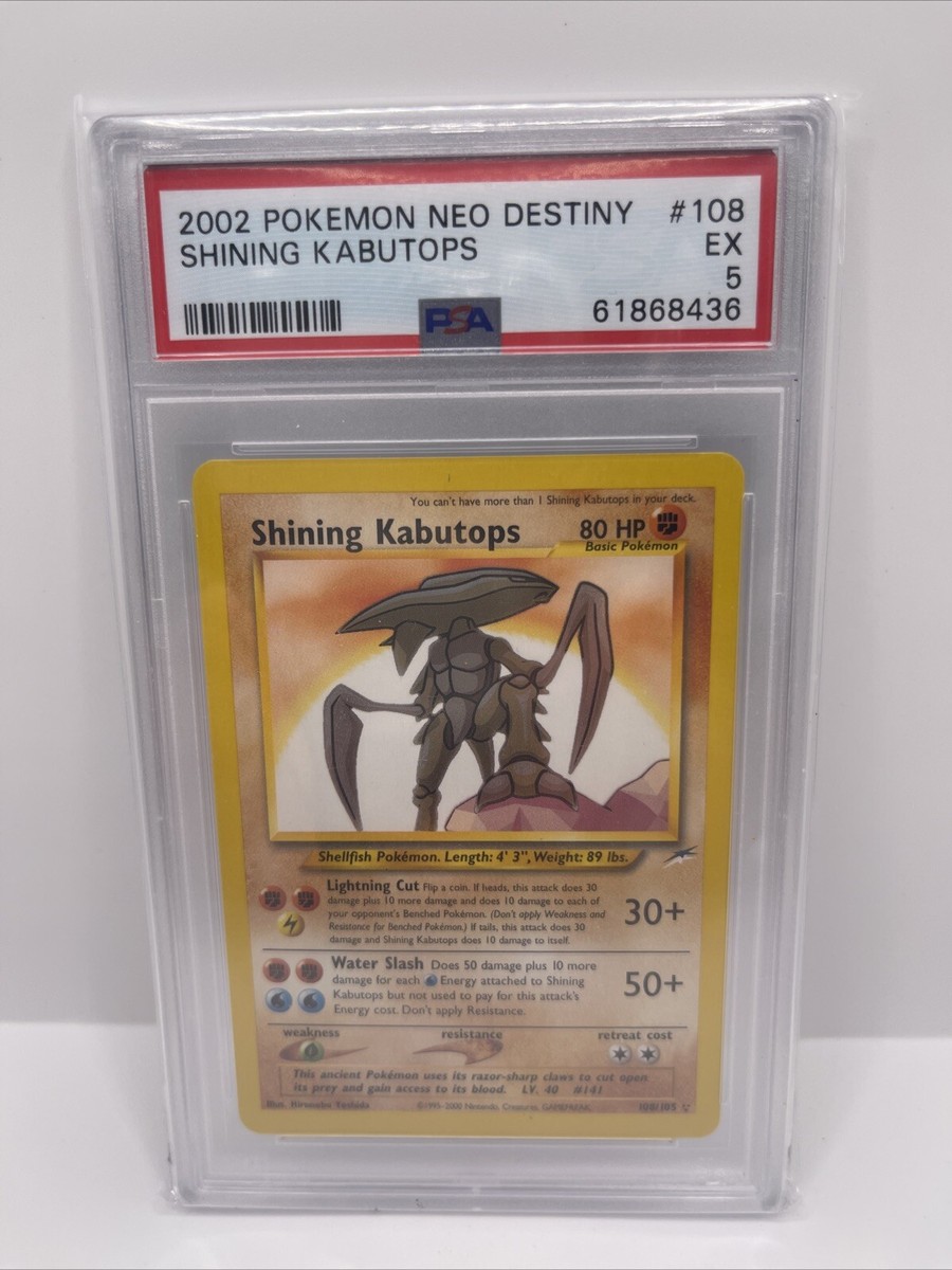 🔥 PSA 5 HOLO Shining Kabutops 108/105 #108 (Neo Destiny