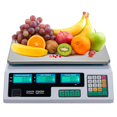 88 LB Weight Scale Digital Price Computing Food Meat Produce Deli Fruit Market