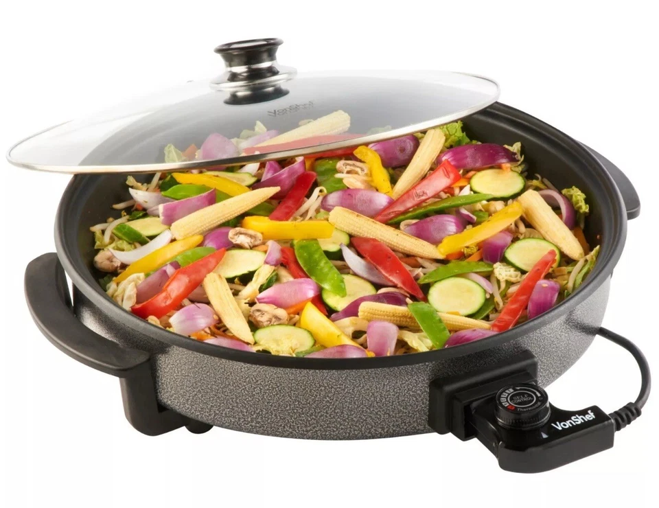 Multi Cooker w/ Lid 6L – VonShef 42cm Electric Frying Pan Temp Control – 1500W - Image 1 of 4