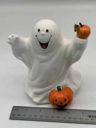 Russ Berrie & Company Vintage Ghost Jack-O -Lantern Piggy Bank Halloween - Picture 9 of 10