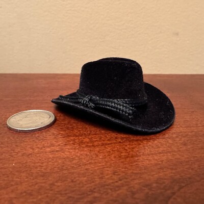 Small Traditional 1:9 Scale BLACK COWBOY HAT ~ See HEAD-OPENING Measurements!