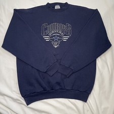 Vintage Logo 7 Dallas Cowboys Sweatshirt Size Large Blue 90s Made In USA Sweater