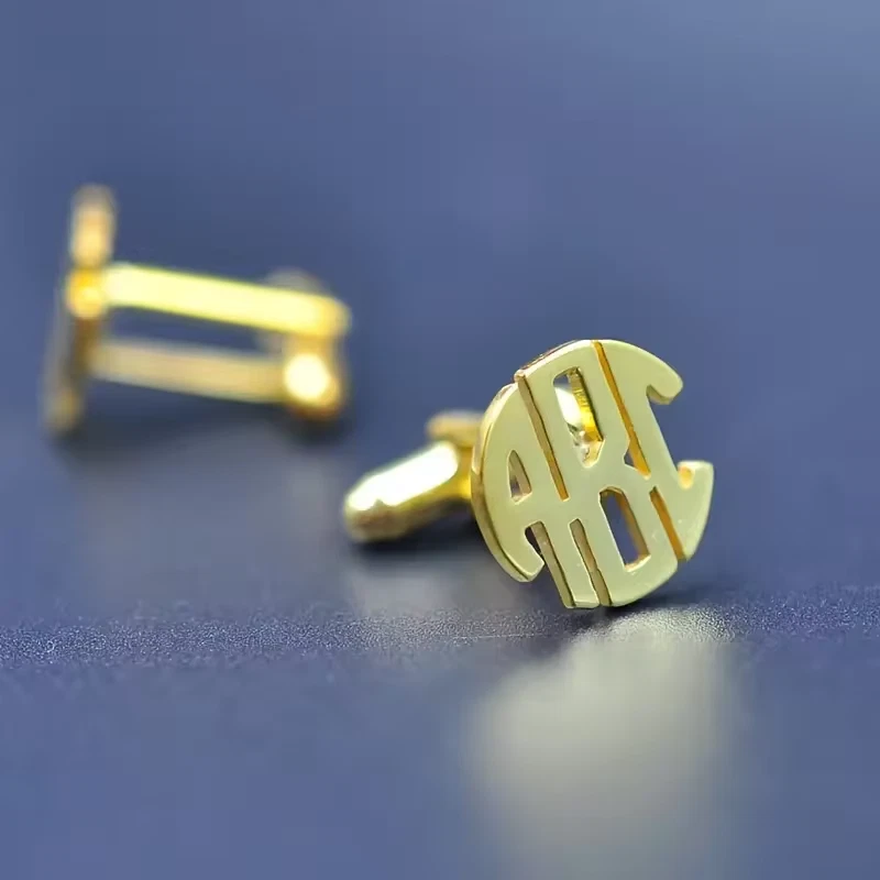 Custom Monogram Cufflinks Clothing Jewelry Men Women Gold Silver Stainless Steel - Image 4 of 4