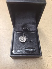 Macy's Diamond Halo 18" Pendant Necklace 1/10 CTTW Diamond 925